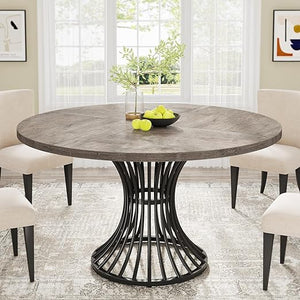 47-Inch Round Dining Table with Metal Base