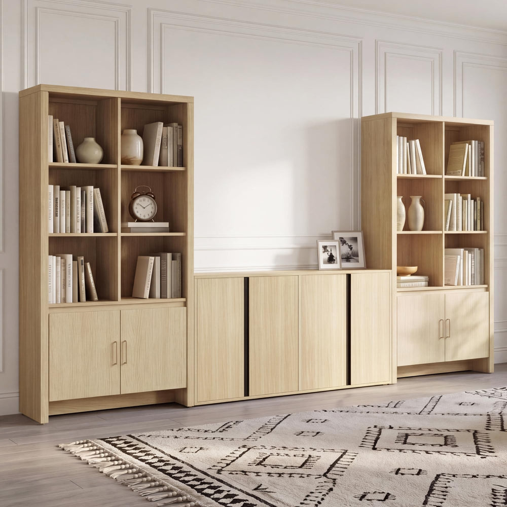 59" Tall Bookcase with Doors & Adjustable Shelves