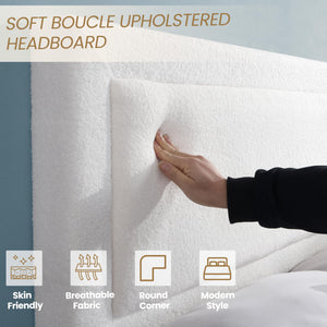 Queen & Full Platform Bed Frame with Adjustable Upholstered Headboard