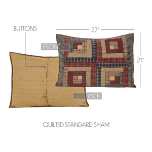 Rustic Log Cabin Patchwork Quilt Set – 3-Piece Cotton Bedding