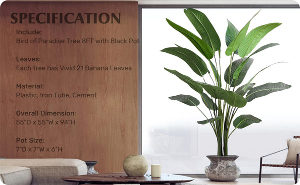 Artificial Bird of Paradise Tree — Large Faux Tropical Indoor Plant