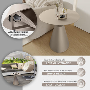 Round Aluminum Outdoor Side Table with Pedestal Base