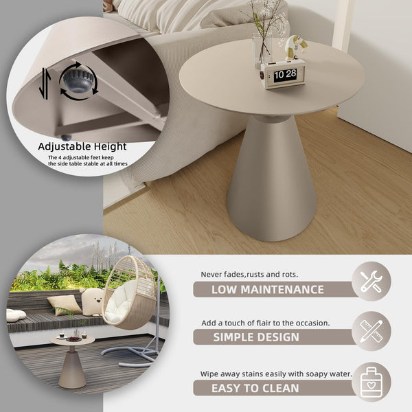 Round Aluminum Outdoor Side Table with Pedestal Base