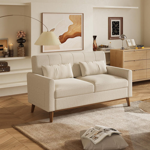 62" Button-Tufted Loveseat Sofa – Mid-Century Modern