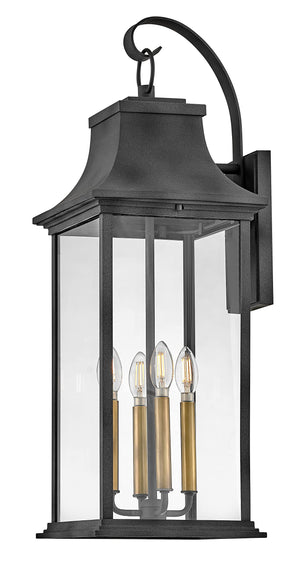 Four-Light Outdoor Wall Mount Lantern – Aluminum & Clear Glass