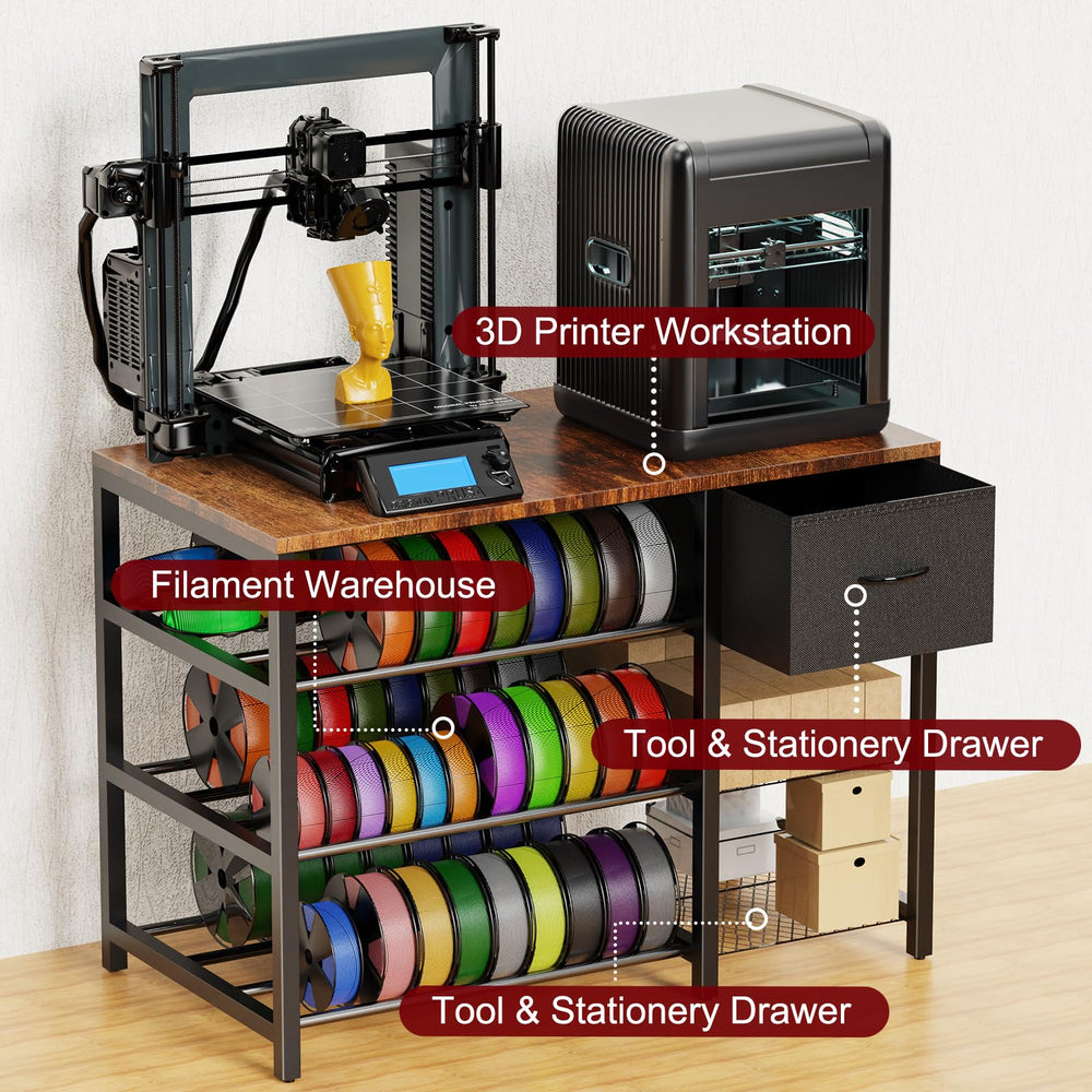 3D Printer Stand with Filament Storage & Drawer