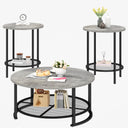 Round Coffee Table and End Table Set of 3 with Storage