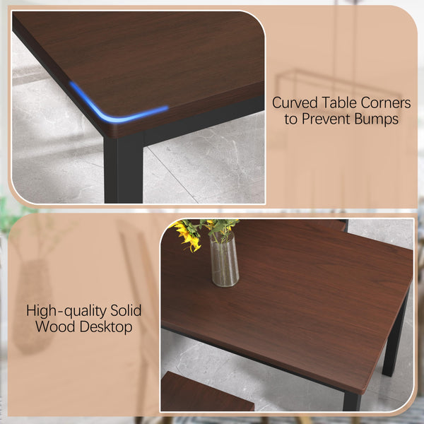 5-Piece Dining Table Set with Rattan Back Chairs