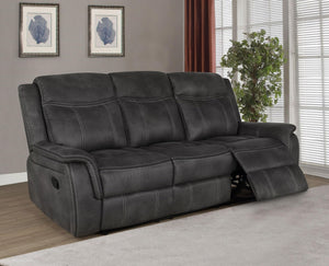 Charcoal Tufted Reclining Sofa – Microfiber Wall Hugger 3-Seater