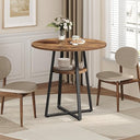 Round Dining Table with Storage Shelf, 31.5" Farmhouse Kitchen Table for 2-4