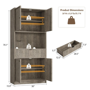 70-Inch Tall Kitchen Pantry Cabinet with Doors and Drawer