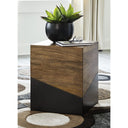 Two-Tone Accent End Table – Brown & Gunmetal