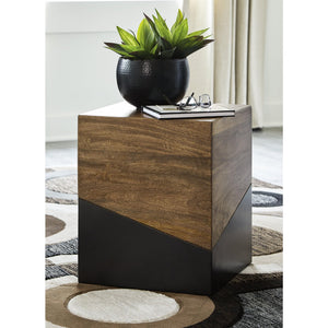Two-Tone Accent End Table – Brown & Gunmetal