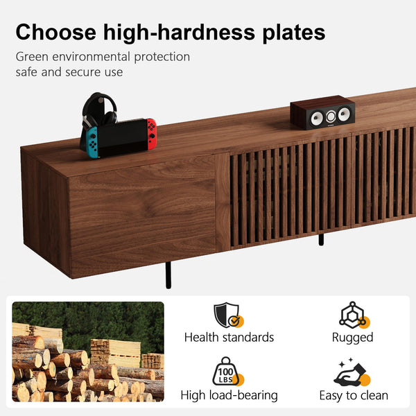 94.48" Mid-Century Modern Walnut TV Stand