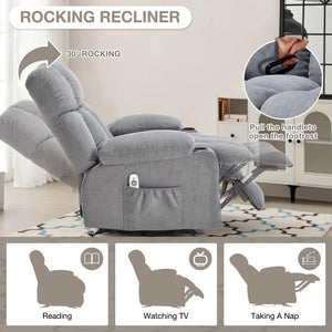 Massage Rocker Recliner Chair with Heat & Vibration – 4 Pockets, Cup Holders & USB Port