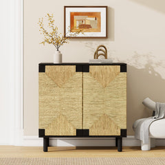 Seagrass Sideboard Buffet Cabinet with Adjustable Shelf