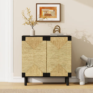 Seagrass Sideboard Buffet Cabinet with Adjustable Shelf