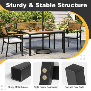 4-Piece Acacia Wood Patio Dining Set with Table, 2 Chairs & Bench