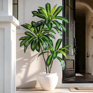 Artificial Dracaena Tree with White Planter Pot