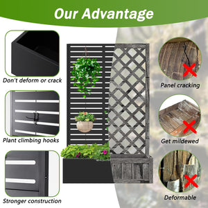 Metal Raised Garden Bed with Trellis & Privacy Screen