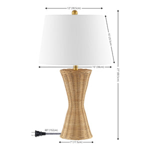 27" Natural Woven Rattan Hourglass Table Lamp Set of 2