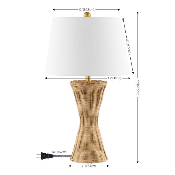 27" Natural Woven Rattan Hourglass Table Lamp Set of 2