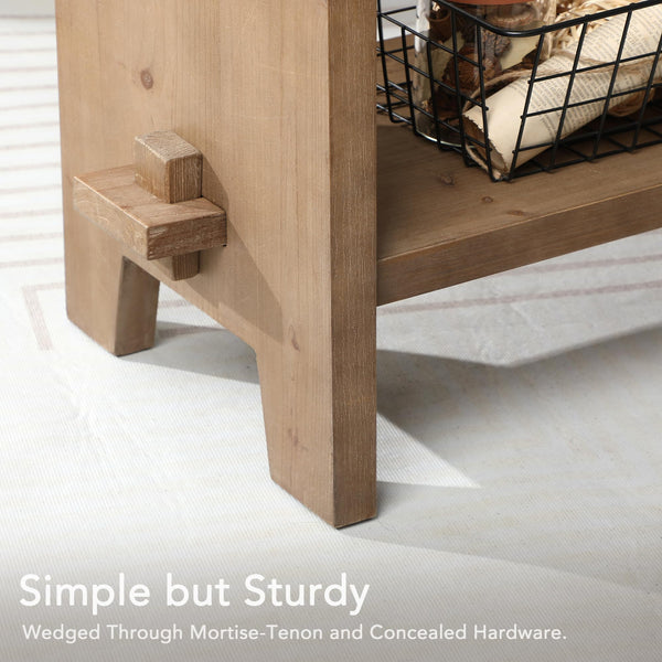 Solid Wood Console Table with Storage Shelf, 43.3"