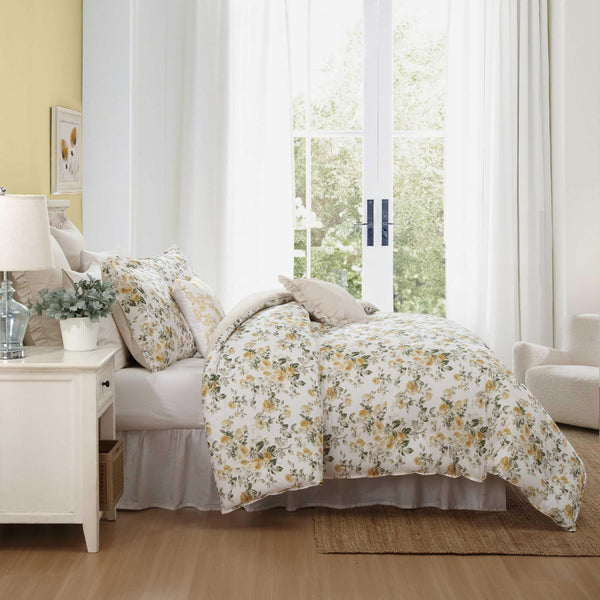 Floral Comforter Set with Shams & Decorative Pillows