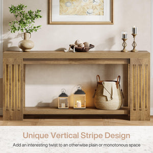 70.9" Extra Long Farmhouse Console Table with 2-Tier Storage