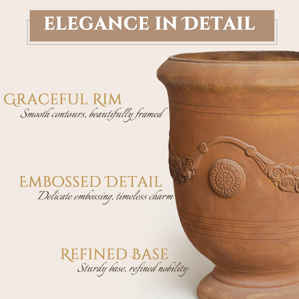 16.5 Inch Magnesium Oxide Urn Planter with Drainage Hole