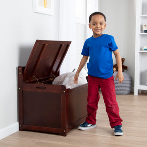 Wooden Toy Chest with Safety-Hinged Lid – Espresso