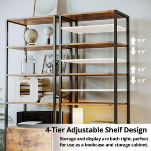Industrial Bookcase with File Cabinet Drawers, 5-Tier, 71.6"