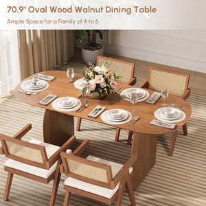 Oval Dining Table for 6 — Solid Pine Wood, Japandi Modern