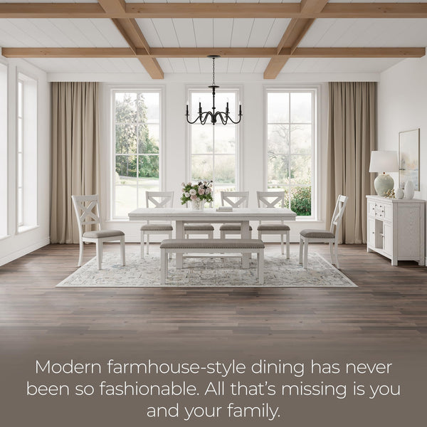 Extendable Farmhouse Dining Table with Removable Leaves – Seats 8