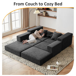 Modular Sectional Sofa with L-Shape Chaise & Deep Seat