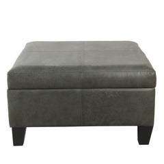 Large Square Faux Leather Storage Ottoman