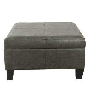 Large Square Faux Leather Storage Ottoman