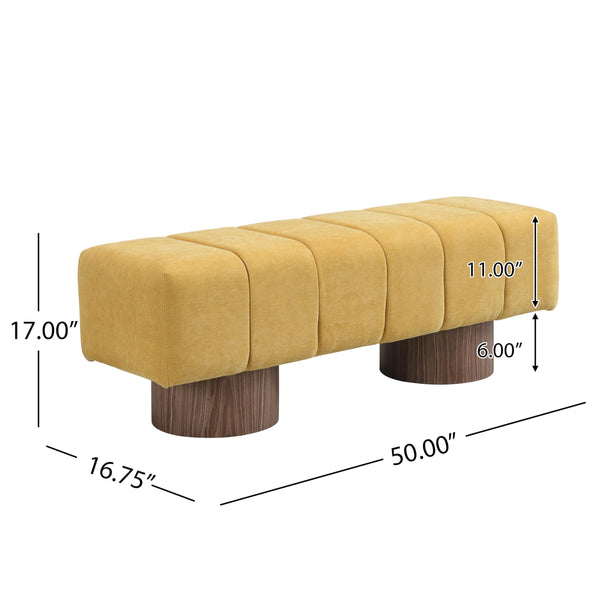 50" Chenille Fabric Upholstered Dining Bench for 2