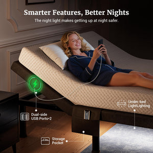 Adjustable Bed Frame with Massage & Wireless Remote