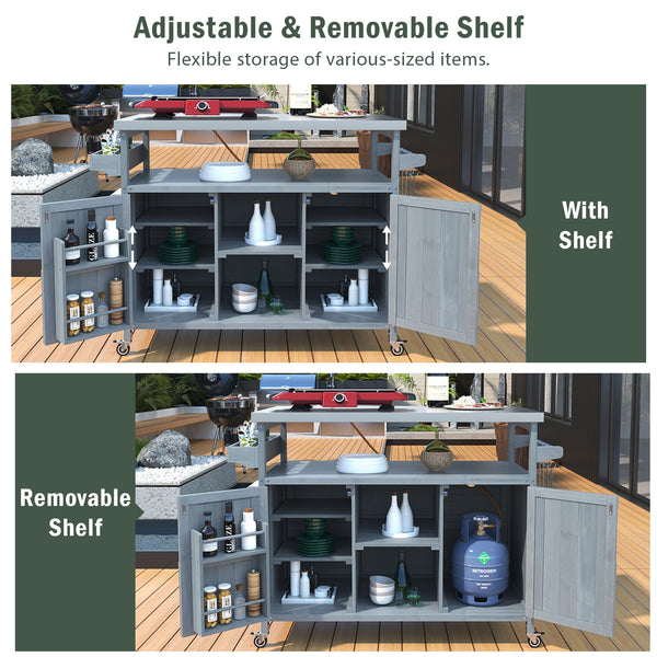 Rolling Outdoor Grill Cart with Storage