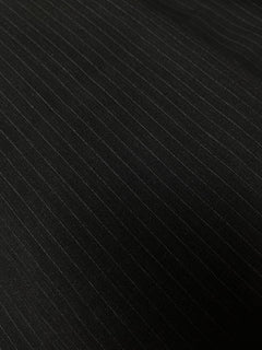 Wool Suiting Fabric by the Yard – Charcoal Black & Gray Pinstripes