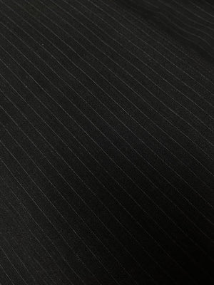 Wool Suiting Fabric by the Yard – Charcoal Black & Gray Pinstripes