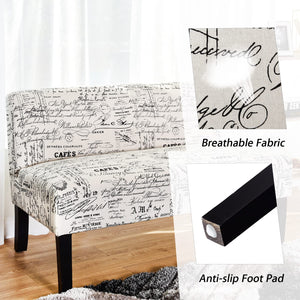 Armless Loveseat Sofa with Letter Design