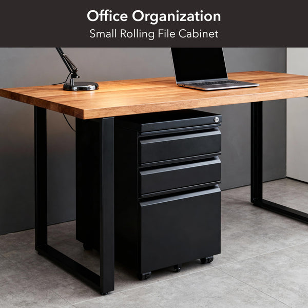 3-Drawer Rolling File Cabinet with Lock and Wheels
