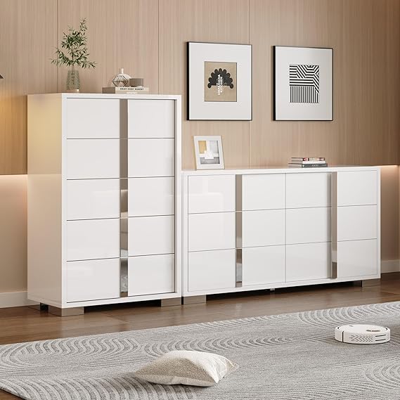3-Piece Bedroom Set with 6-Drawer Dresser & 2 Nightstands, Grey
