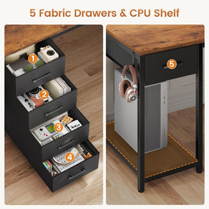 L-Shaped Desk with Drawers & Power Strip