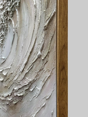3D Textured Wave Canvas Wall Art – 24x36 Hand-Painted Oil Painting with Wood Frame