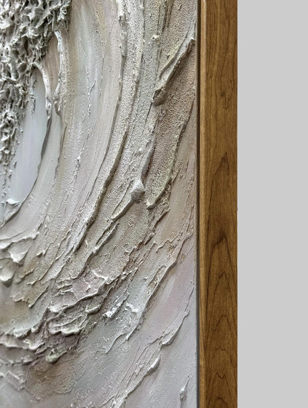 3D Textured Wave Canvas Wall Art – 24x36 Hand-Painted Oil Painting with Wood Frame