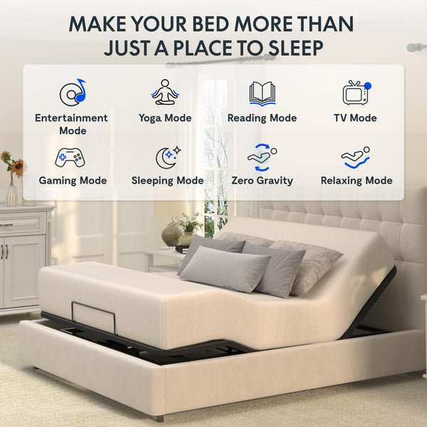 Queen Adjustable Bed Base with Remote & Oxford Fabric