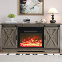 Farmhouse Fireplace TV Stand with Sliding Barn Door for 65" TVs